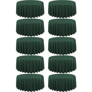 10 Pack Hunter Green Round Tablecloths - 90 Inch, Polyester, Stain and Wrinkle Resistant, Washable Fabric Table Cloth for Wedding Banquet Parties