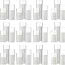 72 Pcs Pillar Candles and Glass, 2.6'' X 4.7'', 5.9'', 7.9'', White