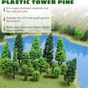 32 Pcs Mixed Model Trees 0.7 to 4.45 Inch Miniature Trees Train Scenery Diorama Tree Railroad Architecture Fake Tree for DIY Crafts, Building Model, Scenery Landscape, Natural Green