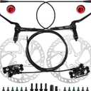 eBike Hydraulic Brake Set with 160mm Rotors,2-Piston 2-PIN Power-Off Hydraulic Disc Brake for E-Bike,Left Front 950mm Right Rear 1880mm Electric Bike Hydraulic Brakes (Black)