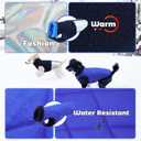 EMUST Dog Coats for Small Dogs with Leash Hole, Reversible Quilting Winter Jacket Thick Plush Lining for Cold Weather Pet Clothes, Royal Blue, L
