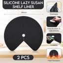 DoubleFill 2 Pack 26 Inch Lazy Susan Shelf Liner Silicone Shelf Liner Non Adhesive Circle Kitchen Liners Non Slip Cabinet Liners for Drawer Refrigerator Cupboard Cabinet Organizers (Black)