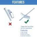 5/16"x4" Toggle Bolts (36 Pcs) 5/16 inch Wall Anchors for Drywall Heavy Duty, Butterfly Anchor Bolt for Hollow Wall, Sheetrock, Ceiling
