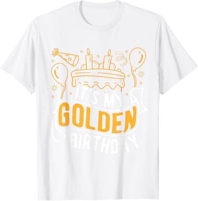It's My Golden Birthday Celebration Party Birth Golden Fan T-Shirt Large