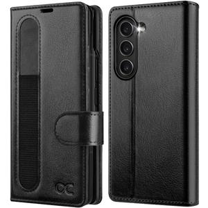 OCASE Compatible with Samsung Galaxy Z Fold6 Wallet Case with S Pen Holder, PU Leather Flip Folio, Card Slots, RFID Blocking, Kickstand, Phone Cover for Galaxy Z Fold 6 2024-Classic Black