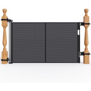 Upgraded Retractable Baby Gates for Stairs & Banister, Mesh Dog Gate Indoor, Extends to 55" Wide 33" Tall, Child Safety Gate for Stairway, Banister & Wall Mount (Black)