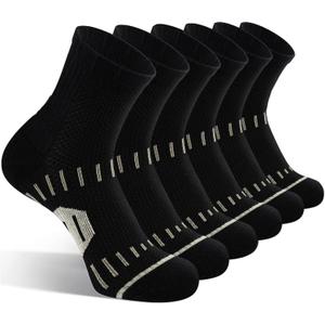 Copper Ankle Compression Socks for Men and Women(6 pairs), Breathable Arch Support Short Running Socks, Size: Medium-Large