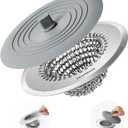 TRAPMATE Tub Stopper, Reversible Bathtub Drain Hair Catcher & Stopper, Ultra Revolutionary Bath Tub Drain Protector, Stainless Steel Hair Catcher & Silicone Stopper, 4.4" Drain Cover for Shower, Bath Silver & Grey