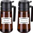 Oil Sprayer for Cooking-2 in 1 Olive Oil Dispenser, 16oz/470ml Oil Dispenser Light Blockage for Air Fryer, BBQ,Salad, Frying, Barbecue (2Brown Bottle Black Cap)