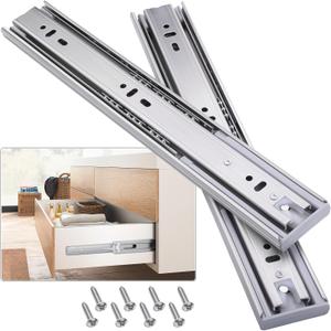 Soft Close Stainless Steel Drawer Slides 1 Pair Full Extension 10 12 14 16 18 20 22 24 inch Side Mount Dresser Cabinet Replacement Ball Bearing Rails Runner 100LB