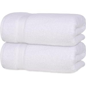 Quick-Dry, Soft & High Absorbent Jumbo Bath Sheet 35"x70" Cotton Turkish Bath Towel Set of 2 | Daily Use 100% Cotton for Bathroom, Gym & More | Bathroom Towels Set (2 Pcs, White)