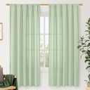 LAMIT Natural Linen Curtains for Bedroom, 72 Inch Faux Linen Textured Light Filtering Drapes Rod Pocket Window Treatment Panels for Living Room, Set of 2 Panels, 52 x 72 Inch, Light Green