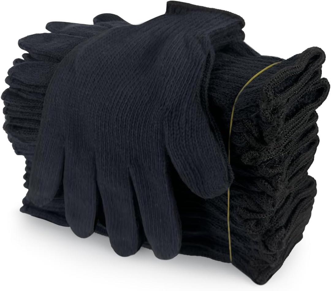 Evridwear Cotton Polyester String Knit Shell Safety Protection Work Gloves for Painter Mechanic Industrial Warehouse Gardening Construction Men & Women 12 Pairs, no Dots, Navy,Large (Large (Pack of 24))