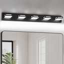 LED Modern Bathroom Light Fixtures, 5-Light 40-Inch Matte Black Vanity Lights for Bathroom Lighting Fixtures Over Mirror, 350 Rotatable Acrylic, 6000K Cool White Wall Lamp