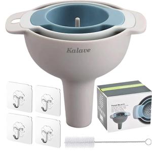 Set of 4 Funnels for Filling Bottles, BPA-Free Food Grade Kitchen Funnels with Detachable Strainer Filter for Kitchen Use Oil, Liquid, Dry Ingredients and Powder