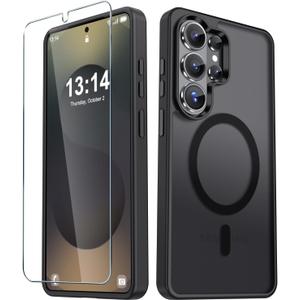 for Samsung Galaxy S26 Ultra Case, Matte Magnetic Phone Cover [2026 Upgraded] with 1 Screen Protector, Support for MagSafe, Shockproof Military Protection, Translucent Frosted Back, Black