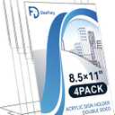 Daofary Acrylic Sign Holder 8.5x11, L Shape Slanted Back Clear Sign Holder Plastic Paper Holder Slant Back Sign Holders inches Sign Holder Plastic Display Stand for Office, Store, 4 Pack