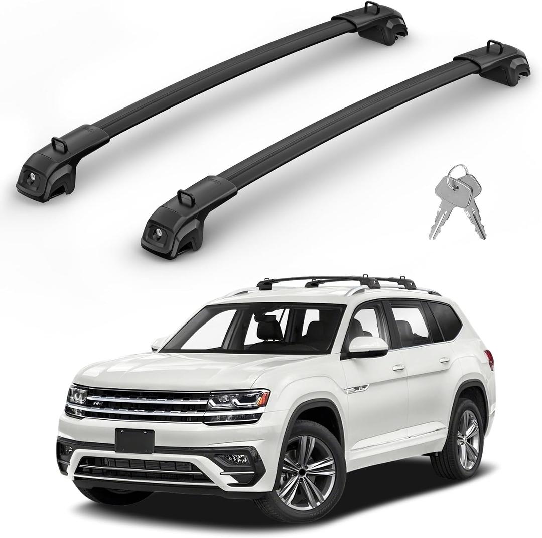 330Lbs Roof Rack Cross Bars Compatible with Volkswagen VW Atlas 2017-2026 (Not for Atlas Cross Sport), Heavy Duty Aluminum Roof Rails Top-Mount Crossbars Rooftop Cargo Carrier