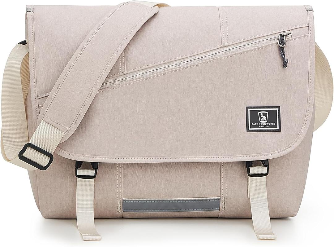 OIWAS Messenger Bag for Women, 17 Inch Laptop Crossbody Bags Men Casual Satchel Shoulder Bag College Travel Office Briefcase (White, 17 inch)