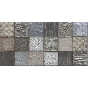 Alenoss 100% Handmade Abstract Metal Paintings Canvas Wall Art Unique Thick Texture Rough Surface Modern Oil Painting 48x24 Inches Imitation Old Handicrafts Grey Artwork