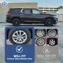 18 Inch Gloss Black Wheel Skins Compatible with 2018-2024 Chevrolet Traverse Limited, Fits OEM Alloy Wheel #85521801, #23165675, #84651153, Snap-On Wheel Covers 4 Pack