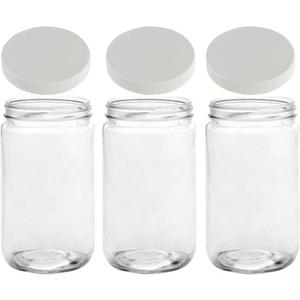 JARMING COLLECTIONS 32oz Extra Wide Mouth Glass Storage Jar with BPA-Free Plastic Lid  Quart Size Airtight Mason Jar for Kitchen, Pantry, and Food Storage (Set of 3)