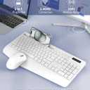 Wireless Keyboard and Mouse Combo - Full-Sized Ergonomic Keyboard with Wrist Rest, Phone Holder, Sleep Mode, Silent 2.4GHz Cordless Keyboard Mouse Set for PC, Laptop - Trueque (Pure White, 1 Pack)
