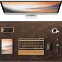 YSAGi Leather Desk Mat, 35.4"x17"Real Leather Desk Pad,3mm Thick Desk Blotter with Stitched line, Oil-Wax Feel Mouse pad and Self-Healing Laptop Pad for Home & Office(Classic Dark Brown)