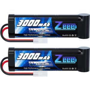 Zeee 8.4V 3000mAh NiMH Battery High Power RC Battery with Tamiya Plug for RC Car LOSI Associated HPI Tamiya Kyosho(2 Pack)