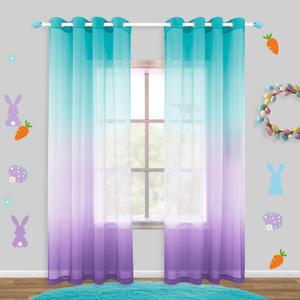 KOUFALL Girls Curtains for Bedroom,Lilac Purple and Turquoise Mermaid Decor Girls Room Curtains,2 Panels 84 Inch Length
