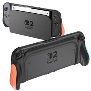 JUSPRO Dockable Grip Case for Nintendo Switch 2, Ergonomic Handheld Protective Cover Accessories with Quick-Release Joy-Con Design (BK)