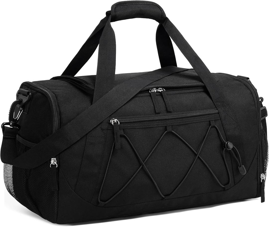 Vorspack Gym Bag for Men - 18 Inches Duffle Bag for Travel Duffel Bag with Shoe Compartment Lightweight Travel Bag for Gym Sports Overnight Weekender - Black
