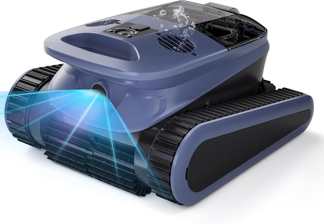 Sonar Navigation Pool Vacuum for Inground Above Ground Pools, Climb Stairs Pool Cleaner with 4 Modes, Powerful Suction, Self-Parking, Wall&Waterline Cleaning Pool Robot, Clean Up to 2150 Sq.Ft