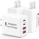 USB C Charger Block 40W, 3Pack 4-Port Type C Fast Charging Blocks, PD USB C Wall Plug + QC USB A Charger Cube Multiport Plug Compatible with iPhone 16 15 14 13 12 11 Pro Max XS