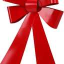 SIQITECHNO Metal Christmas Red Bow Wall Decoration Hanging Xmas Red Bow for Wreath Christmas Tree Topper Ornaments Outdoor Indoor Christmas Decorations for Party Front Door Porch Home