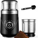 Electric Coffee Grinder with Timing Knob, Electric Quiet Grinder, High-Speed Bean and Spice Grinder with Removable Stainless Steel Bowl, Black