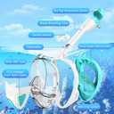 Full Face Snorkel Mask for Adults Teen, Snorkeling Gear with Detachable Camera Mount, Panoramic 180 View, Anti-Fog Anti-Leak Snorkling Set for Man and Women