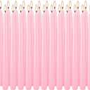 10 Inch Pink Taper Candles Set of 24, Dripless and Unscented Candle Sticks for Dinner, Shabbat, Halloween, Christmas, Wedding, 8 Hours
