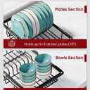 Sakugi Dish Drying Rack in Sink - Expandable Stainless Steel Dish Rack Over the Sink, Kitchen Sink Drain Strainer with Cutlery Holder & Cup Holders, 15.4 x 9.8 x 3.0 Inch, Black