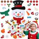 PEACELOVER DIY Felt Christmas Snowman Game Set for Kids, Wall Hanging Snowman Kit Xmas Gifts for Christmas Decorations with 36 Detachable Ornament 3.2 ft (White Snowman)