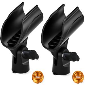 2 Pcs Universal Microphone Clip, Adjustable Mic Clip Holder for Mic Stand, Come with 5/8" Male to 3/8" Female Screw Adapter
