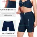 Ocean Blues Women's Navy Blue 8" High Waisted Swim Shorts with Pockets Tummy Control Board Shorts Quick Dry Size X-Large