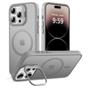 Magnetic Case for iPhone 14 Pro with Kickstand, Compatible with Magsafe, Built-in Camera Stash Stand, Military Protection, Skin Feeling Phone Case for iPhone 14 Pro, Titanium Gray