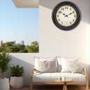Large Outdoor Clocks Waterproof with Thermometer Combo Vintage Outdoor Wall Clock Decor for Patio Pool Garden(18 Inch)