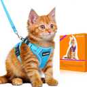 Halypet Cat Harness and Leash Set [MAX Safety 4th-Gen Upgrade] Escape Proof Adjustable Cat Leash Comfortable Soft Vest Easy to Wear Kitten Harness with Reflective Strip for Cats Walking, S Sky Blue (Small (7-12lb))