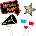 BESTOYARD Movie Night Party Photo Booth Props Set of 21 Kit Birthday Photo Booth Props Kit, Prom Photobooth Props, Funny Props Movie Star Night Party Shower Supplies