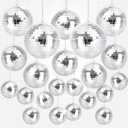 Disco Ball  Assorted Sizes Hanging Mini Silver Balls for Party, Wedding, Cake Toppers, Room & Classroom Decor 22PCS