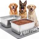 4 Gallon Extra Large Dog Water Bowl, 2 Pack Thickened Stainless Steel Dog Water and Food Bowls with Non Slip Mat, Spill Proof Metal Pet Bowl Set for X-Large Multiple Dogs Indoor Outdoor Use