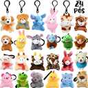 CAMIRUS 24Packs Mini Stuffed Animals Plush Keychain, Cute Small Tiny Stuffed Keychain Animal Plush Toys for Kids Valentines Easter Themed Parties, Goody Bags Filler