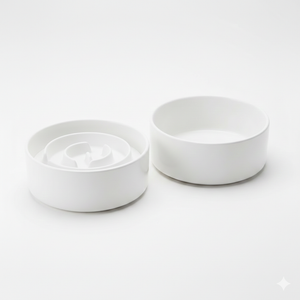 Ceramic Elevated Dog Bowls, Pet Food and Water Bowl Set for Medium and Small Dogs, 3.5 Cups Dog Bowls Raised with Wood Stand, 29OZ, White